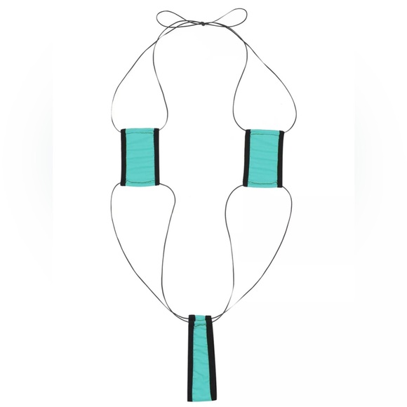 Woman's sexy rare slingshot micro g-string thong bikini contest beach - Sky Blue - Picture 4 of 5